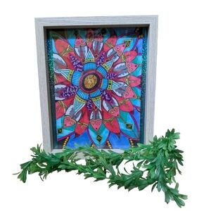 SOLD - HANDMADE DrawingArtworkDecor |Modern Flowery Mandala| Signed Richelle L.